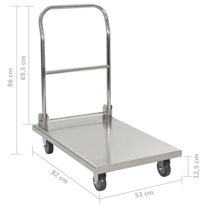 vidaXL Platform Wagon Silver 32.3"x20.9"x33.9" Stainless Steel-13