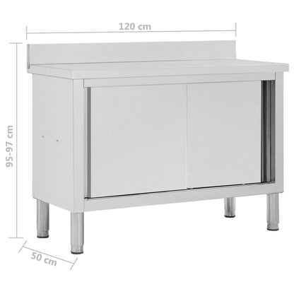 vidaXL Work Table with Sliding Doors -7