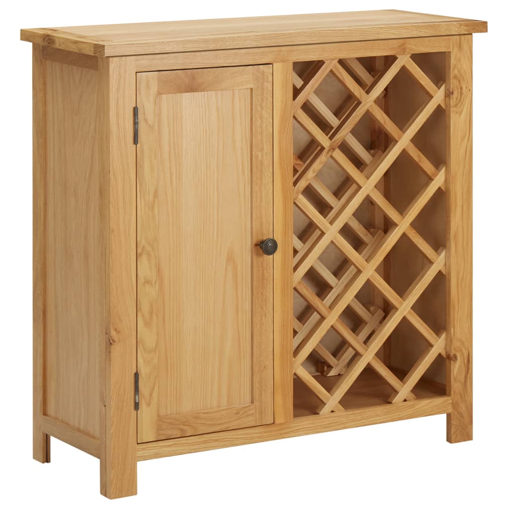 Wine Cabinet Solid Oak Wood-0