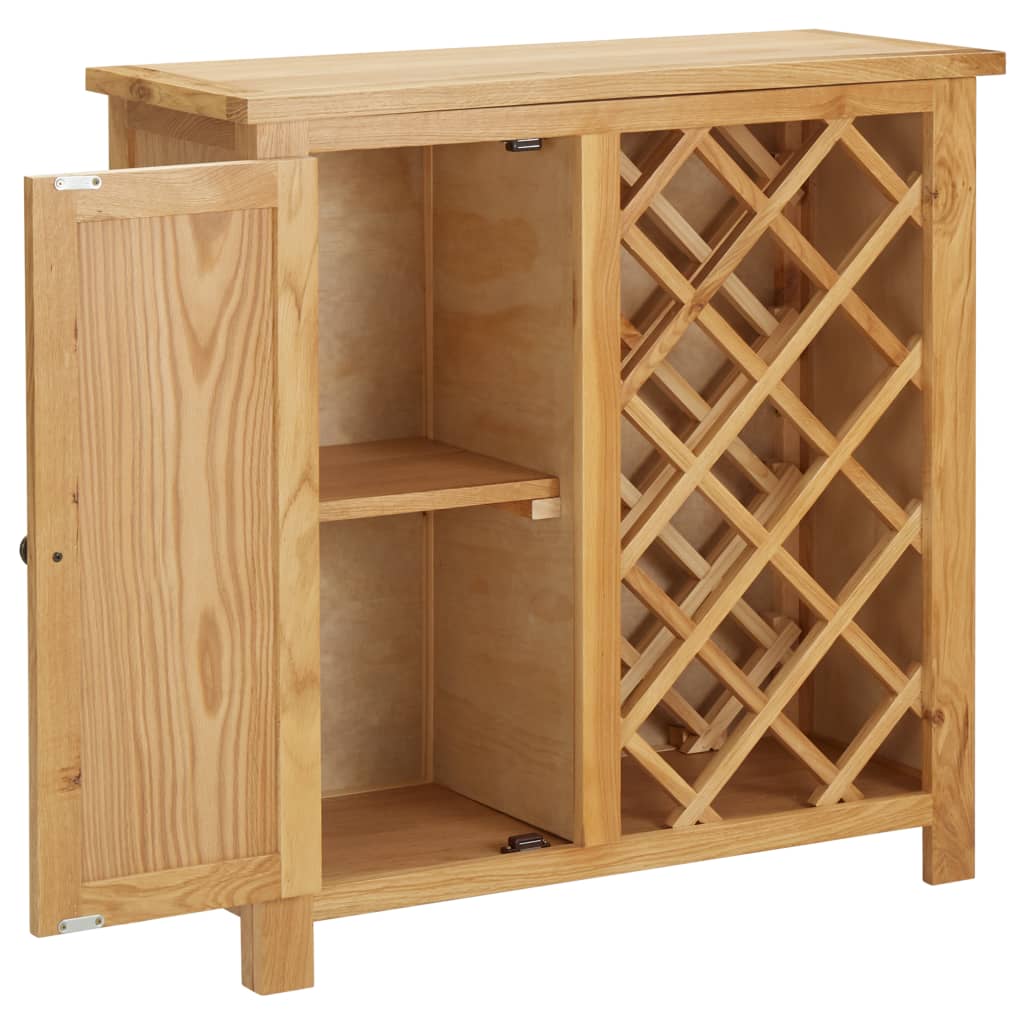 Wine Cabinet Solid Oak Wood-4