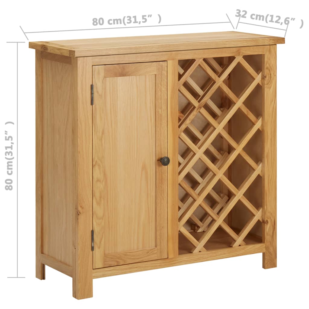 Wine Cabinet Solid Oak Wood-5