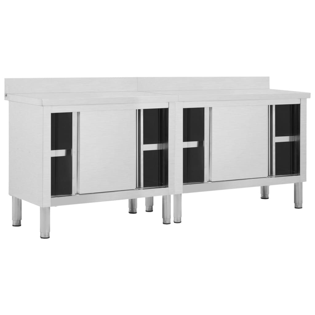 vidaXL Work Table with Sliding Doors -15