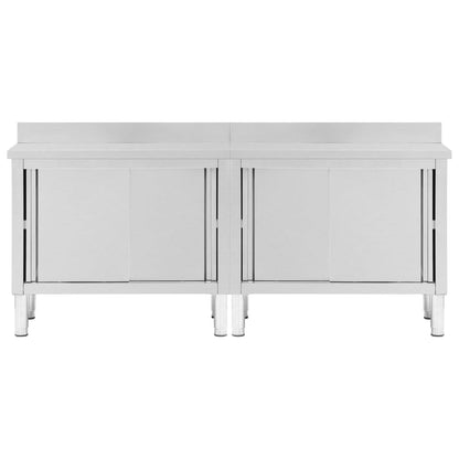 vidaXL Work Table with Sliding Doors -16