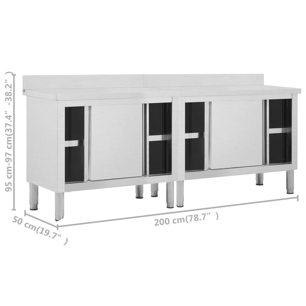 vidaXL Work Table with Sliding Doors -8