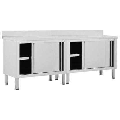 vidaXL Work Table with Sliding Doors -0