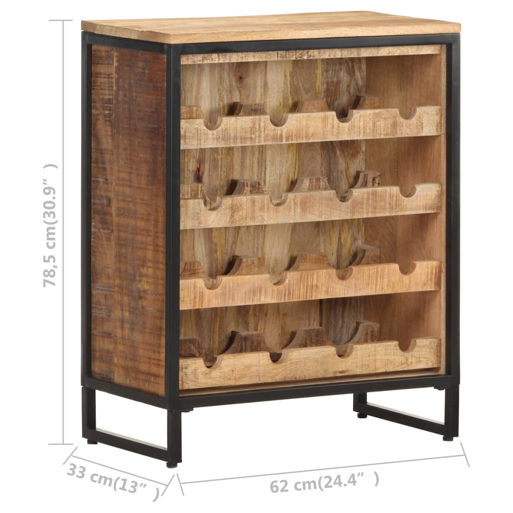 Wine Cabinet 24.4"x13"x30.9" Rough Mango Wood-5