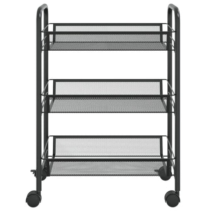 vidaXL Kitchen Trolley Rolling Storage Utility Cart with Mesh Baskets Iron-19