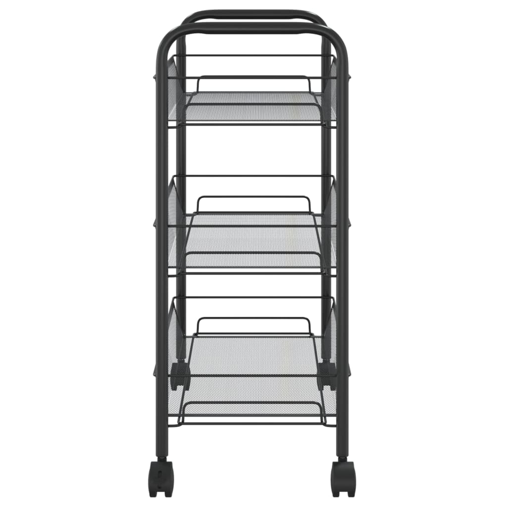 vidaXL Kitchen Trolley Rolling Storage Utility Cart with Mesh Baskets Iron-0