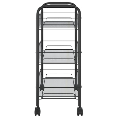 vidaXL Kitchen Trolley Rolling Storage Utility Cart with Mesh Baskets Iron-0