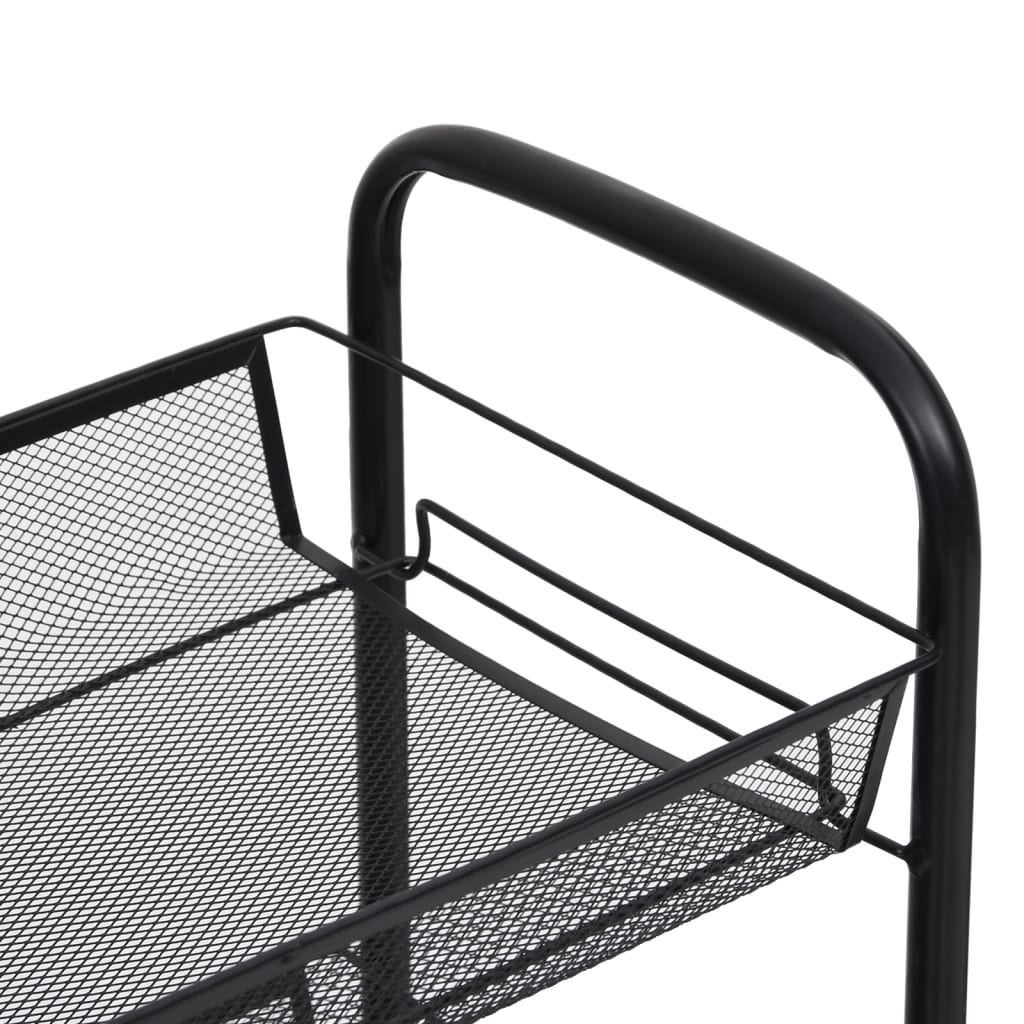 vidaXL Kitchen Trolley Rolling Storage Utility Cart with Mesh Baskets Iron-1