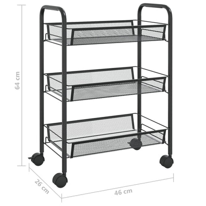 vidaXL Kitchen Trolley Rolling Storage Utility Cart with Mesh Baskets Iron-18