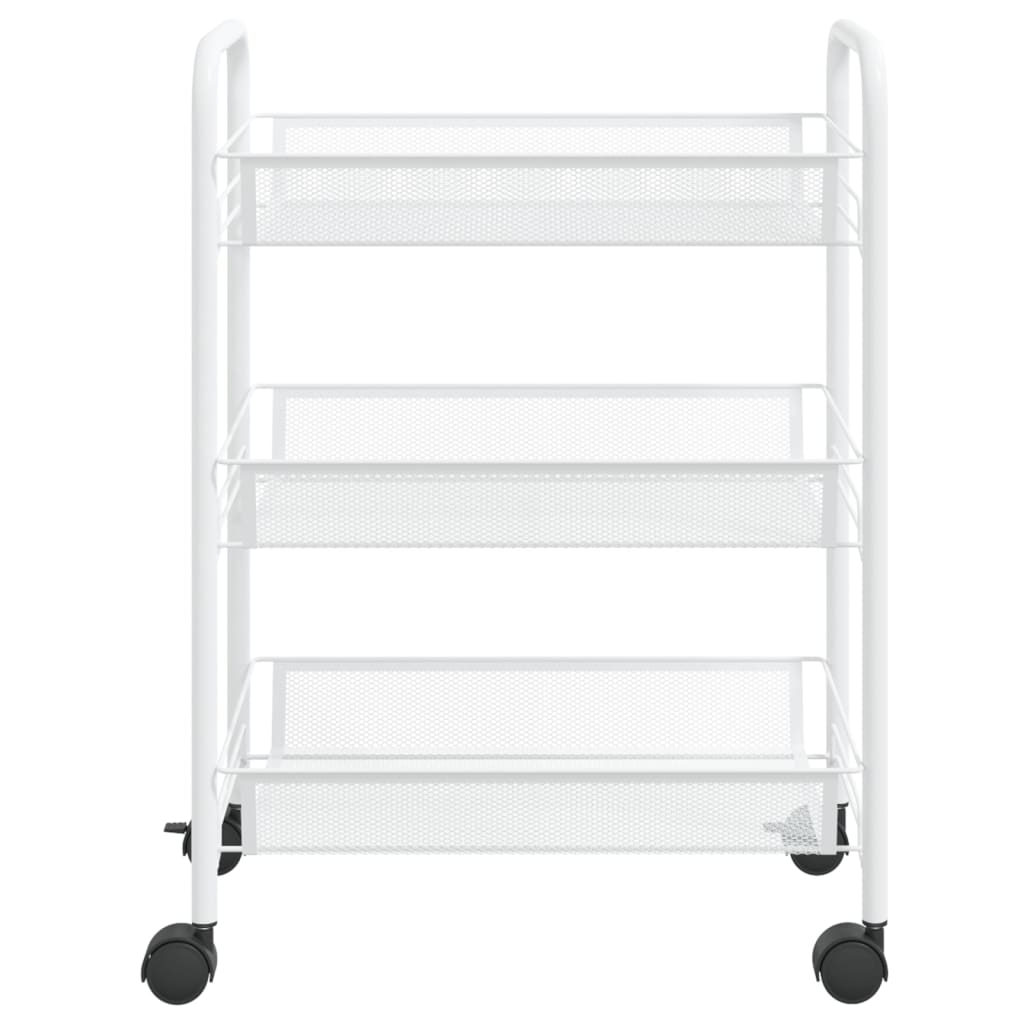 vidaXL Kitchen Trolley Rolling Storage Utility Cart with Mesh Baskets Iron-32