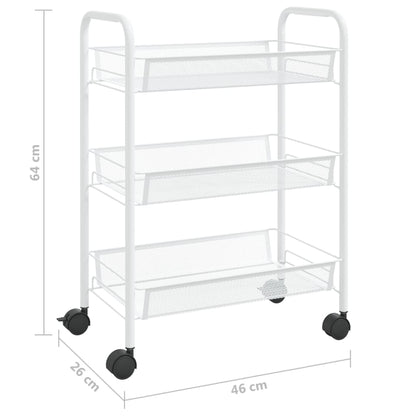 vidaXL Kitchen Trolley Rolling Storage Utility Cart with Mesh Baskets Iron-36