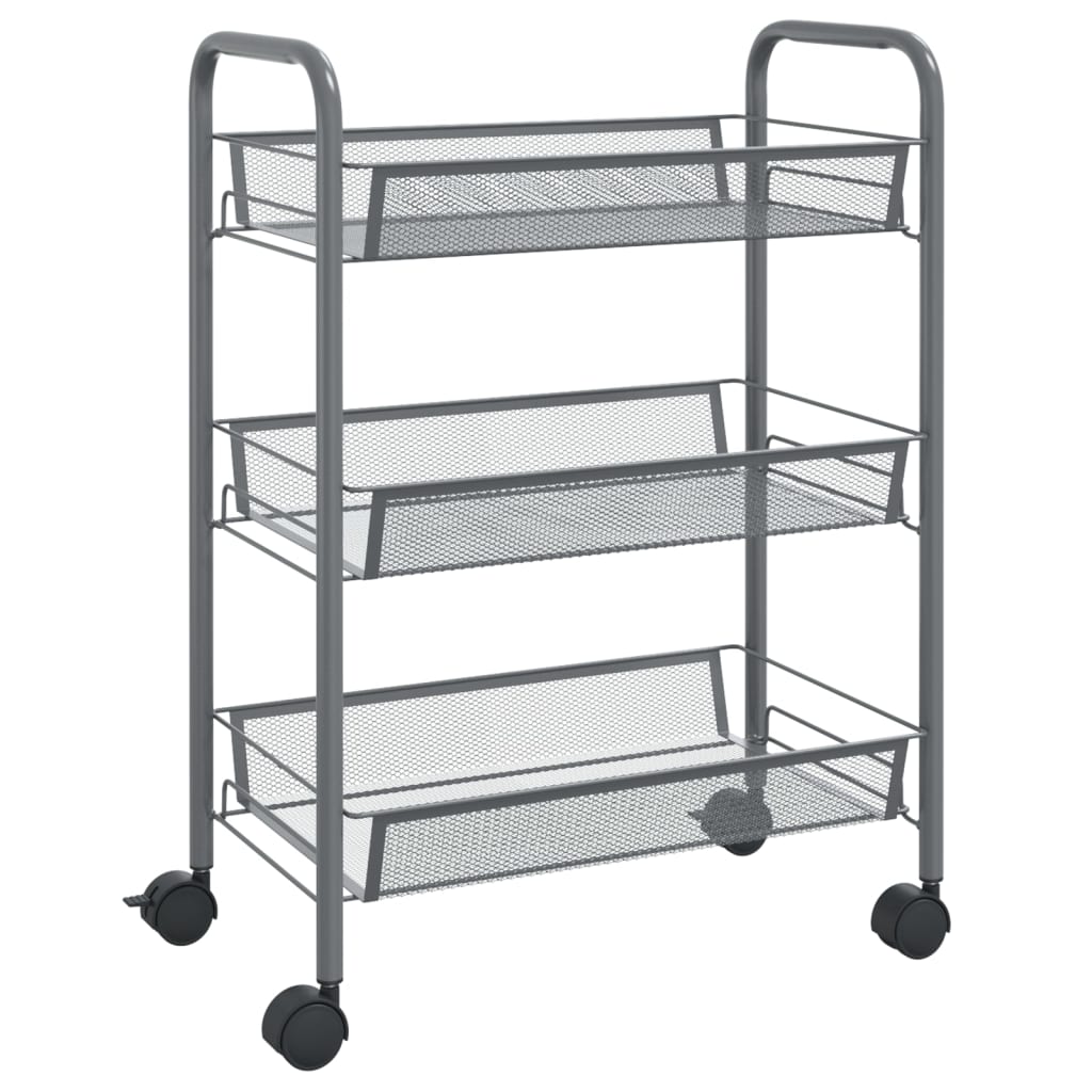 vidaXL Kitchen Trolley Rolling Storage Utility Cart with Mesh Baskets Iron-56