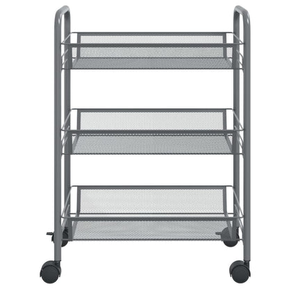 vidaXL Kitchen Trolley Rolling Storage Utility Cart with Mesh Baskets Iron-38