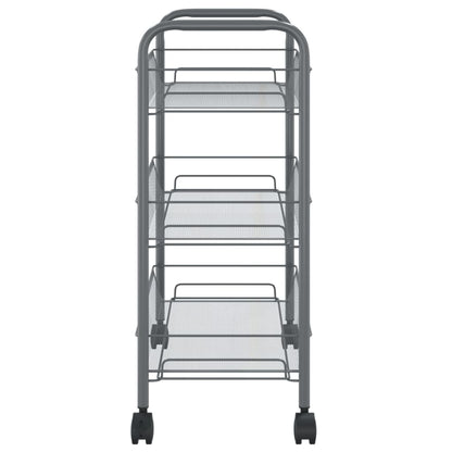 vidaXL Kitchen Trolley Rolling Storage Utility Cart with Mesh Baskets Iron-39