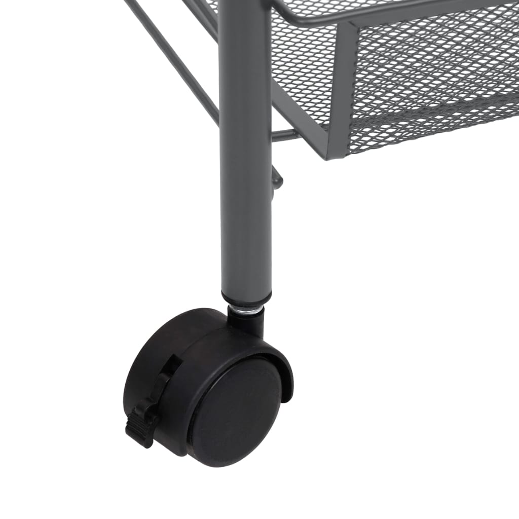 vidaXL Kitchen Trolley Rolling Storage Utility Cart with Mesh Baskets Iron-41