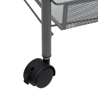 vidaXL Kitchen Trolley Rolling Storage Utility Cart with Mesh Baskets Iron-41