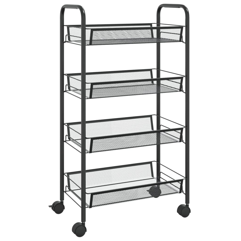 vidaXL Kitchen Trolley Rolling Storage Utility Cart with Mesh Baskets Iron-65