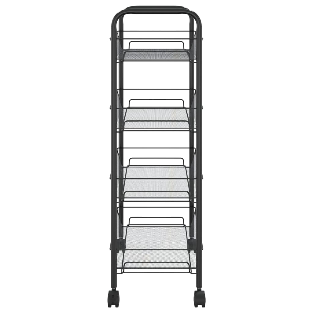 vidaXL Kitchen Trolley Rolling Storage Utility Cart with Mesh Baskets Iron-12