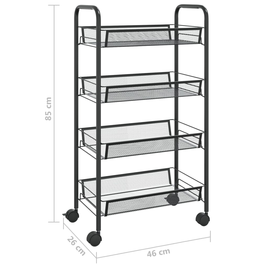 vidaXL Kitchen Trolley Rolling Storage Utility Cart with Mesh Baskets Iron-10