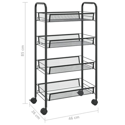 vidaXL Kitchen Trolley Rolling Storage Utility Cart with Mesh Baskets Iron-15