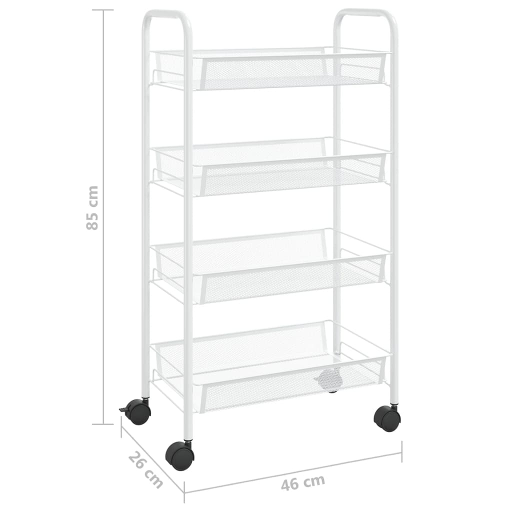 vidaXL Kitchen Trolley Rolling Storage Utility Cart with Mesh Baskets Iron-29