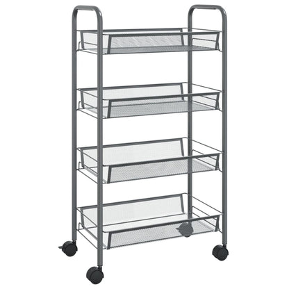 vidaXL Kitchen Trolley Rolling Storage Utility Cart with Mesh Baskets Iron-49