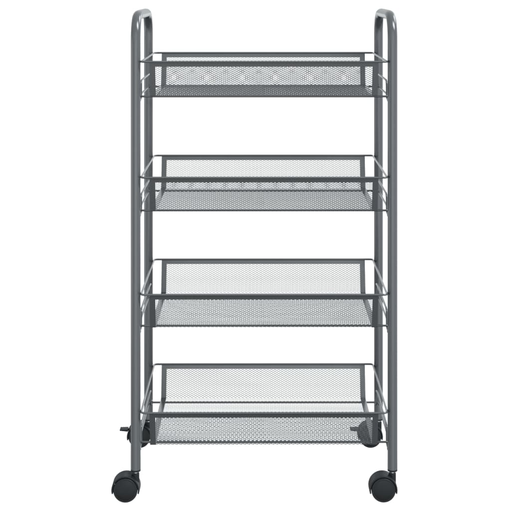 vidaXL Kitchen Trolley Rolling Storage Utility Cart with Mesh Baskets Iron-51