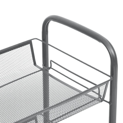 vidaXL Kitchen Trolley Rolling Storage Utility Cart with Mesh Baskets Iron-53