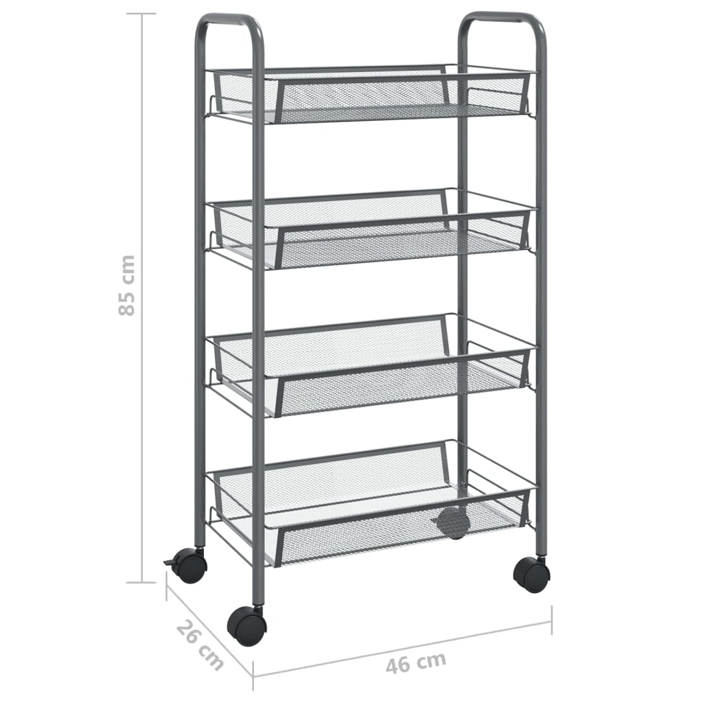 vidaXL Kitchen Trolley Rolling Storage Utility Cart with Mesh Baskets Iron-55