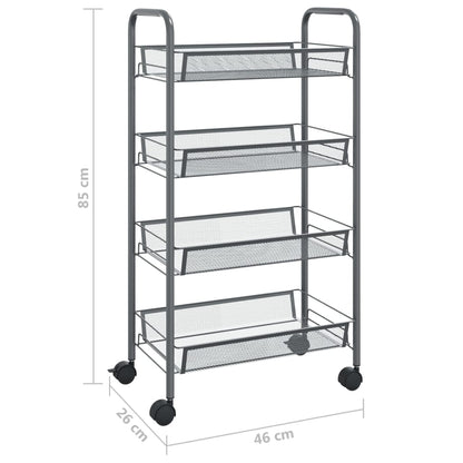 vidaXL Kitchen Trolley Rolling Storage Utility Cart with Mesh Baskets Iron-55