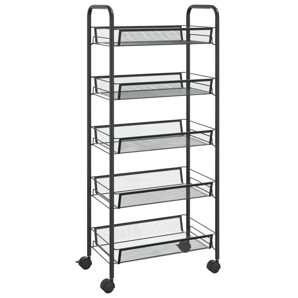 vidaXL Kitchen Trolley Rolling Storage Utility Cart with Mesh Baskets Iron-57