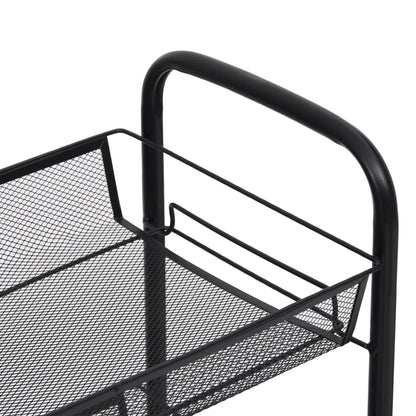 vidaXL Kitchen Trolley Rolling Storage Utility Cart with Mesh Baskets Iron-62