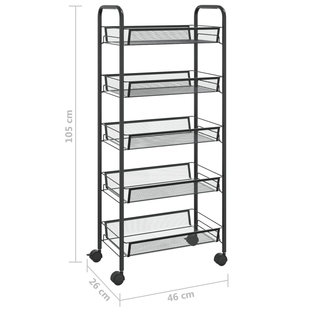 vidaXL Kitchen Trolley Rolling Storage Utility Cart with Mesh Baskets Iron-64