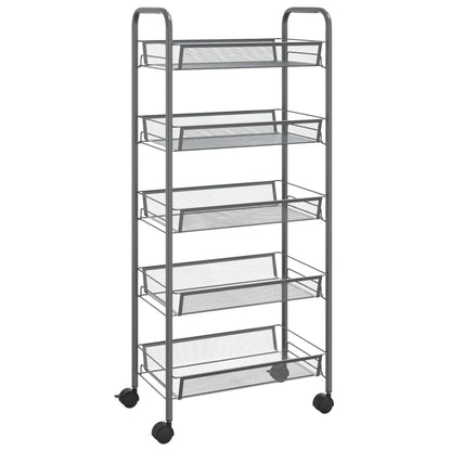 vidaXL Kitchen Trolley Rolling Storage Utility Cart with Mesh Baskets Iron-4