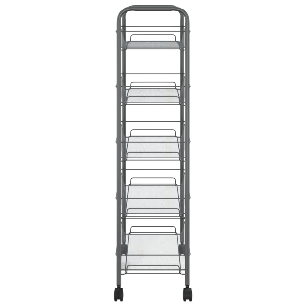 vidaXL Kitchen Trolley Rolling Storage Utility Cart with Mesh Baskets Iron-8