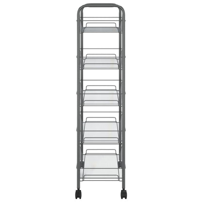 vidaXL Kitchen Trolley Rolling Storage Utility Cart with Mesh Baskets Iron-8