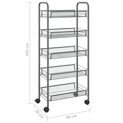 vidaXL Kitchen Trolley Rolling Storage Utility Cart with Mesh Baskets Iron-48