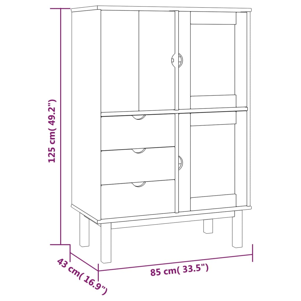 Buffet Cabinet Solid Wood Pine-2