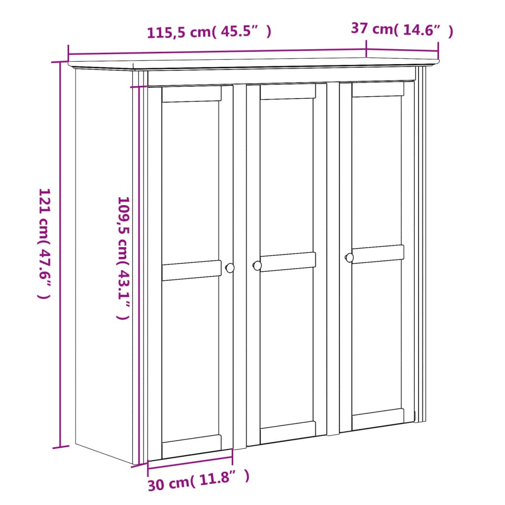 vidaXL Cabinet Storage Solid Wood Pine-16