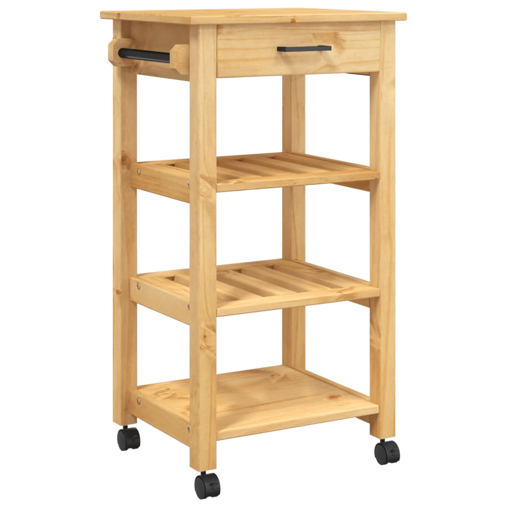 vidaXL Kitchen Trolley MONZA 18.9"x15.7"x35.4" Solid Wood Pine-8