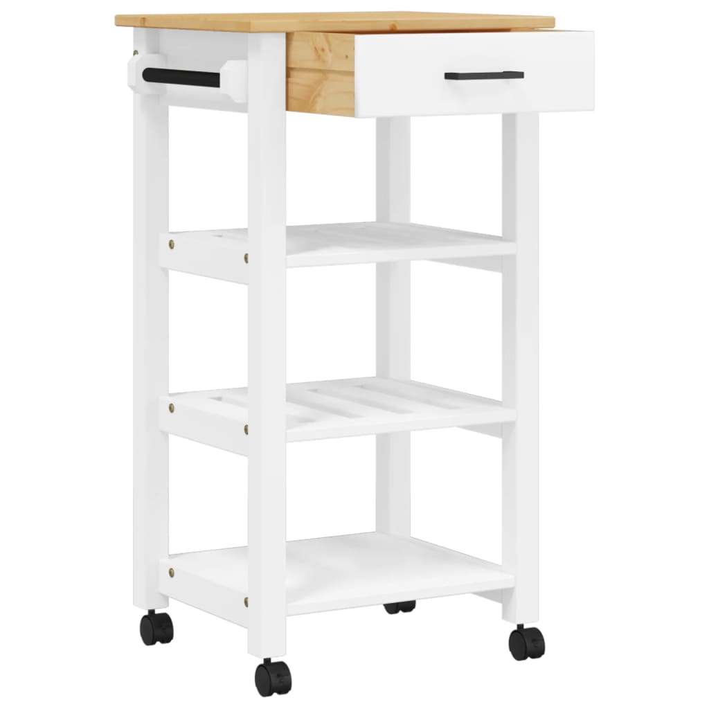 vidaXL Kitchen Trolley MONZA 18.9"x15.7"x35.4" Solid Wood Pine-3