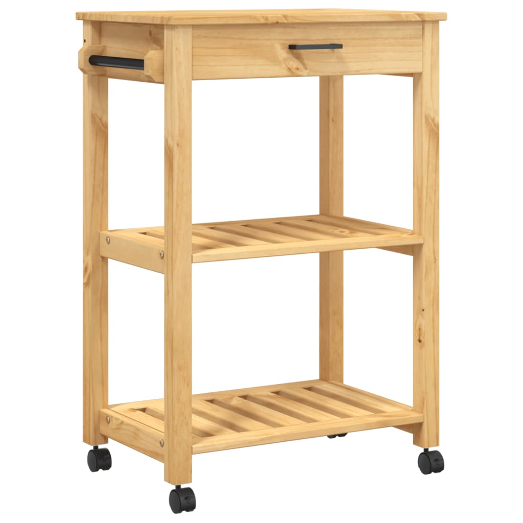 vidaXL Kitchen Trolley MONZA 23.6"x15.7"x35.4" Solid Wood Pine-8