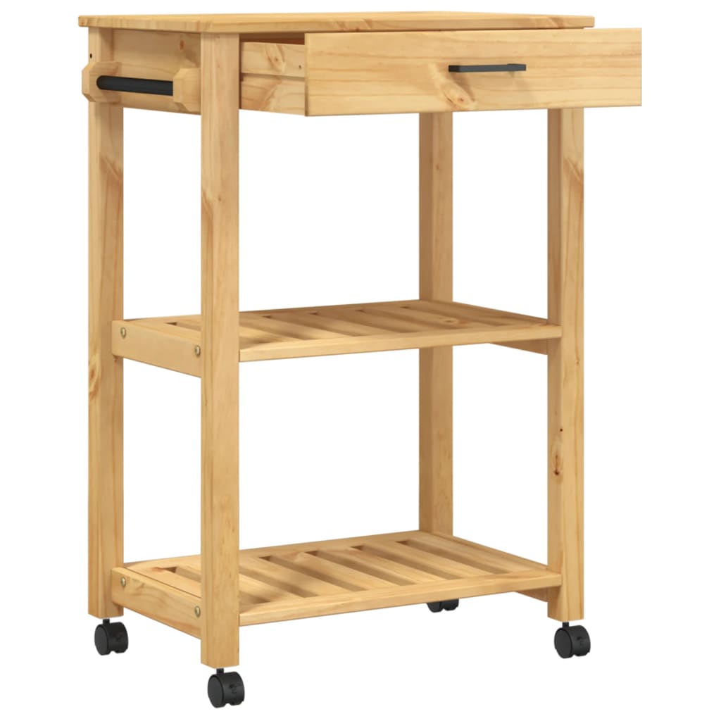 vidaXL Kitchen Trolley MONZA 23.6"x15.7"x35.4" Solid Wood Pine-3