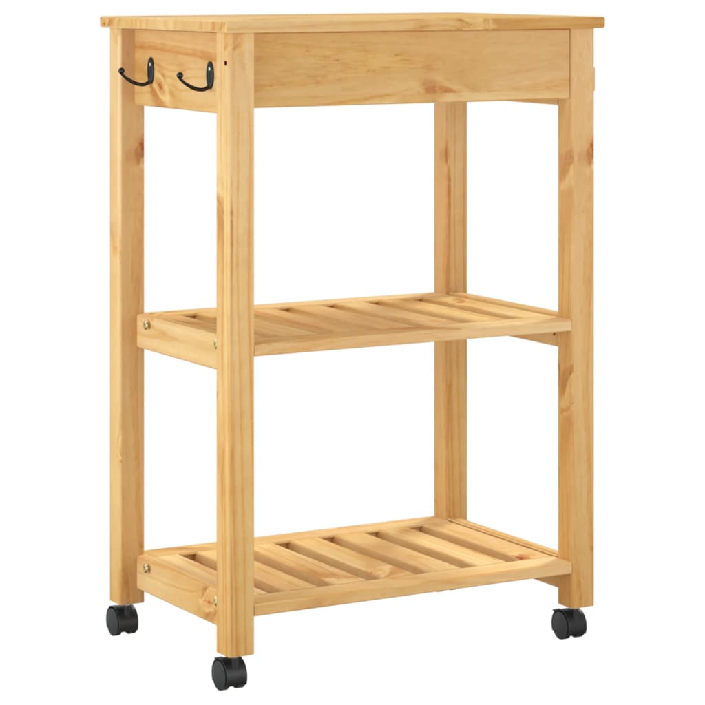 vidaXL Kitchen Trolley MONZA 23.6"x15.7"x35.4" Solid Wood Pine-6