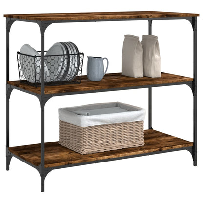 vidaXL Kitchen Trolley Smoked Oak 40.2"x19.7"x37.4" Engineered Wood-4