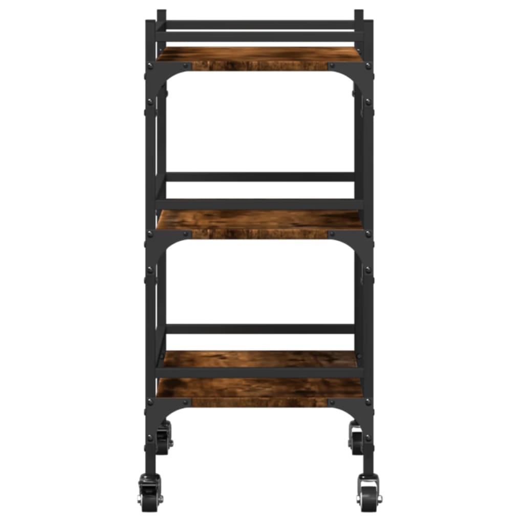 vidaXL Kitchen Trolley Smoked Oak 19.7"x13.8"x29.7" Engineered Wood-7