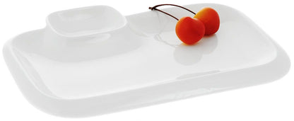 White Rectangular Plate With Sauce Compartment 10" inch X 6" inch-5