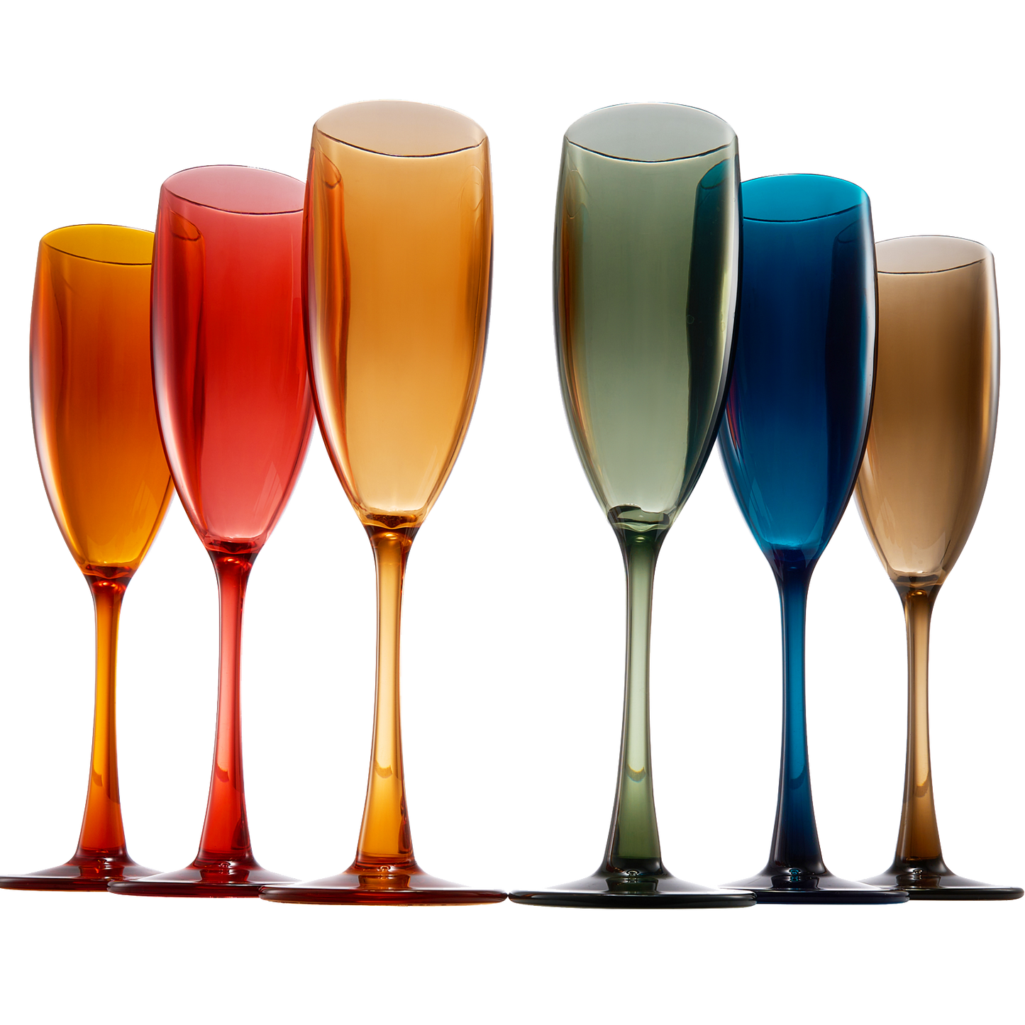 Unbreakable Pastel Color Acrylic Champagne Flutes Glasses | Set of 6